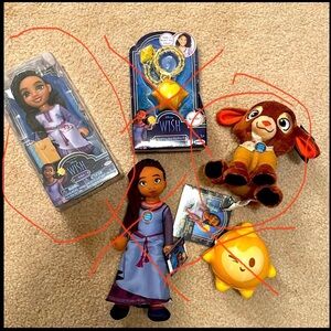 NWT Disney WISH items: Asha doll, talking Valentino plush